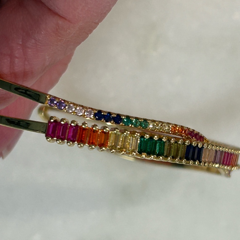 Multi-Colored Rhinestone Cuff Bracelet - image 3